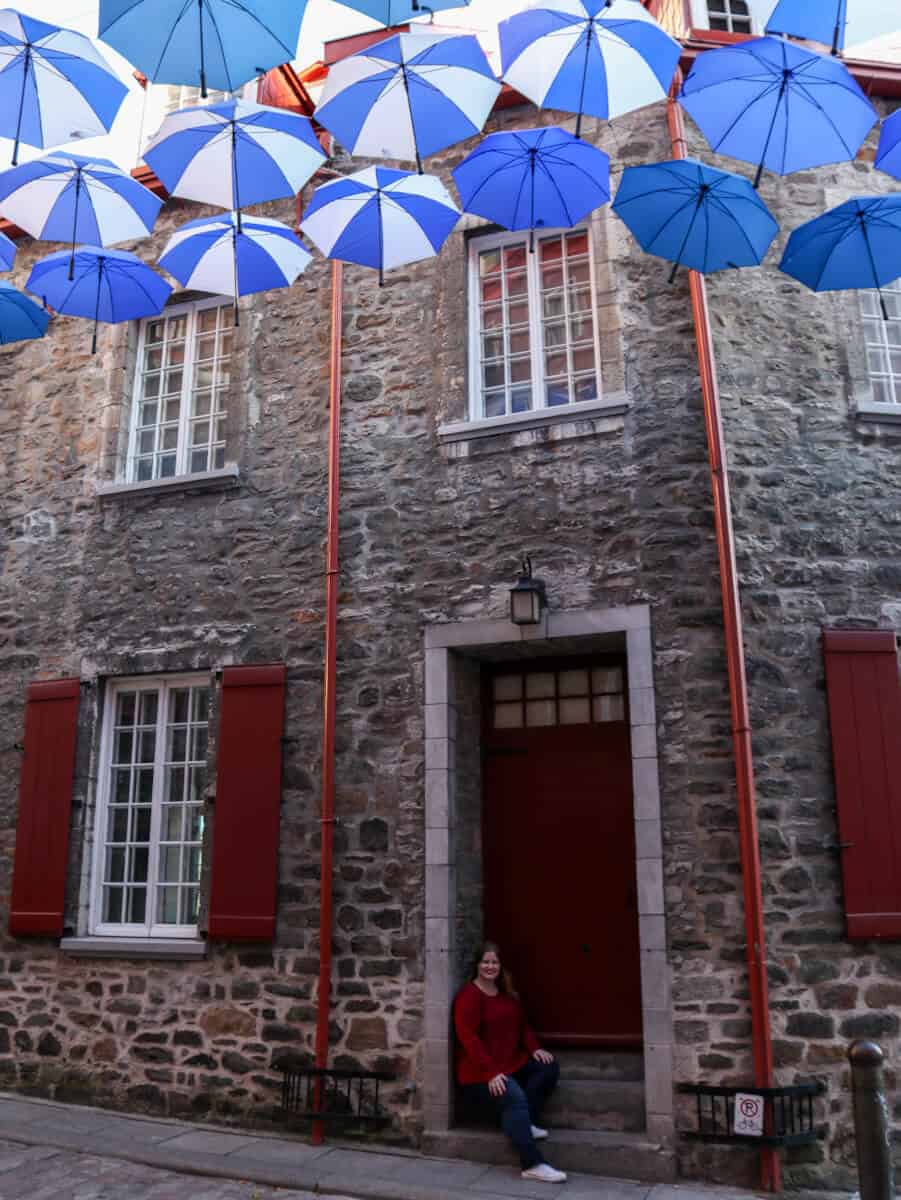 visiting the famous umbrella street on my quebec city itinerary