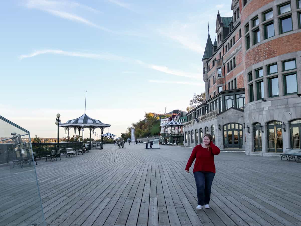 walking along Dufferin Terrace in Quebec City